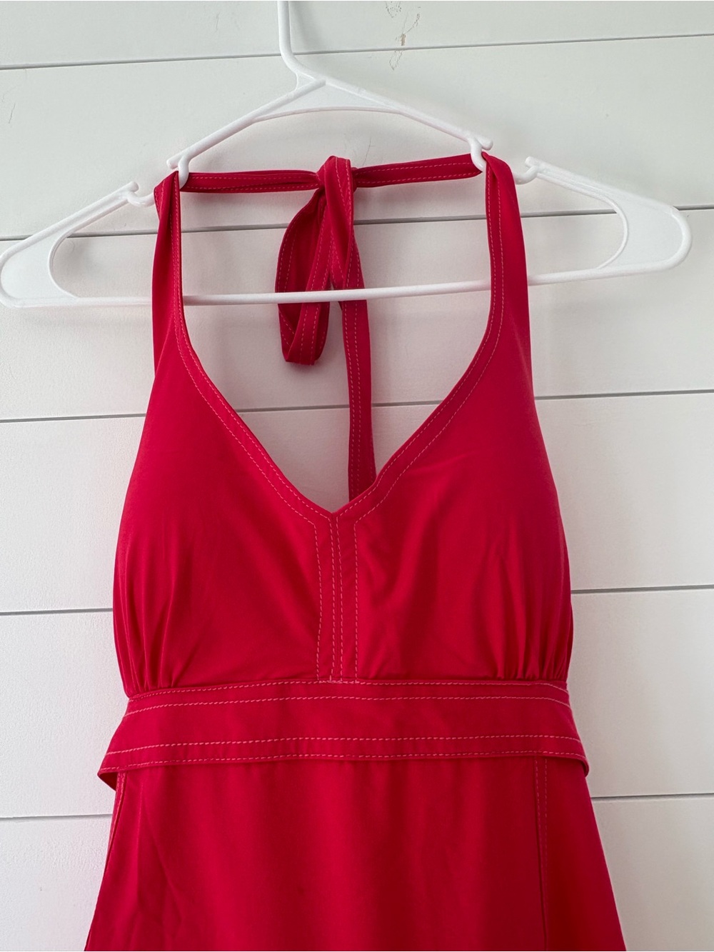 Athleta Pink Halter Midi Dress 12 Tall Built In Bra Pocket Active Travel - Picture 10 of 14